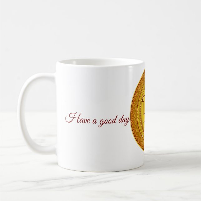 De Café Caneca Hinduísta Dourada com Suástica - Presente p (Esquerda)