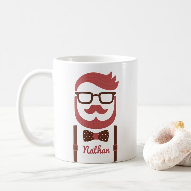 De Café Caneca Hipster Cavalheiro Bigode e Gravata Borbole (Com Donut)