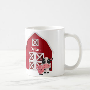 De Café Caneca Infantil com Nome Celeiro Vermelho com Anim