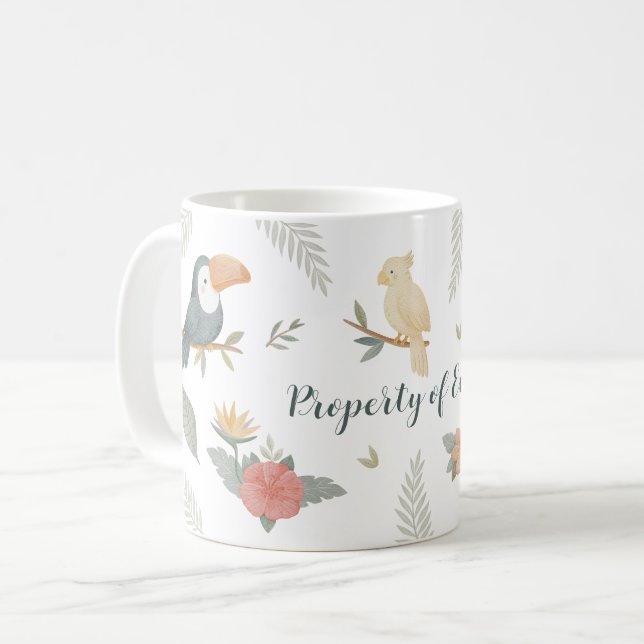 De Café Caneca Infantil Personalizada "Propriedade De" Nom (Frente Esquerda)