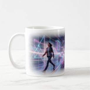 De Café Caneca Jornada pela Cidade Neon do Futuro Através