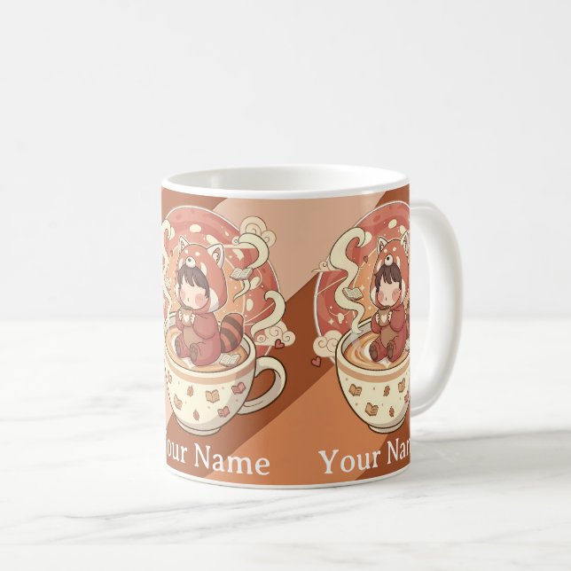 De Café Caneca Kawaii do Morning Brew Red Panda (Frente Esquerda)