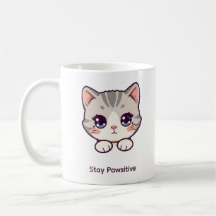 De Café Caneca Kawaii Gatinho Ficar Pawsitivo Nome Perso