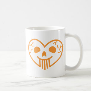 De Café Caneca Laranja Coração Caveira