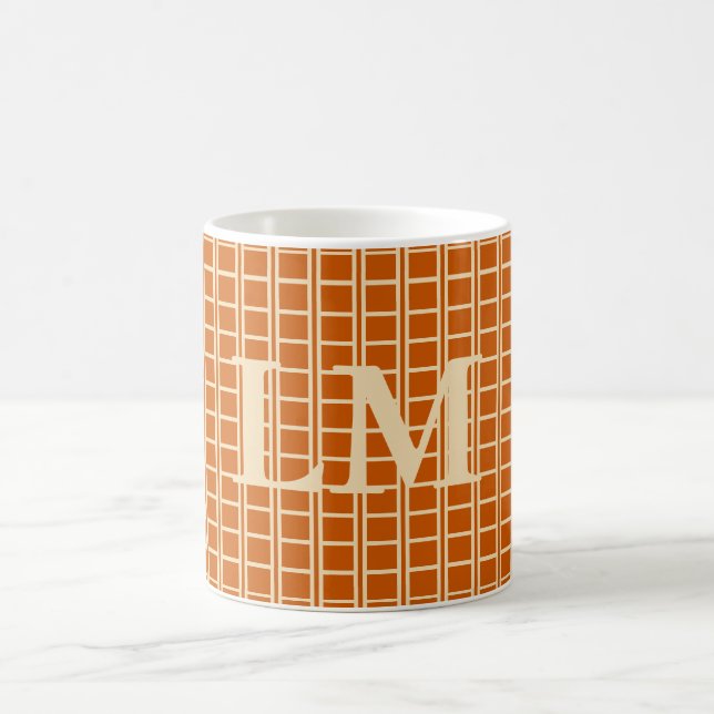 De Café Caneca laranja queimada, neutra, padrão, suas inic (Centro)