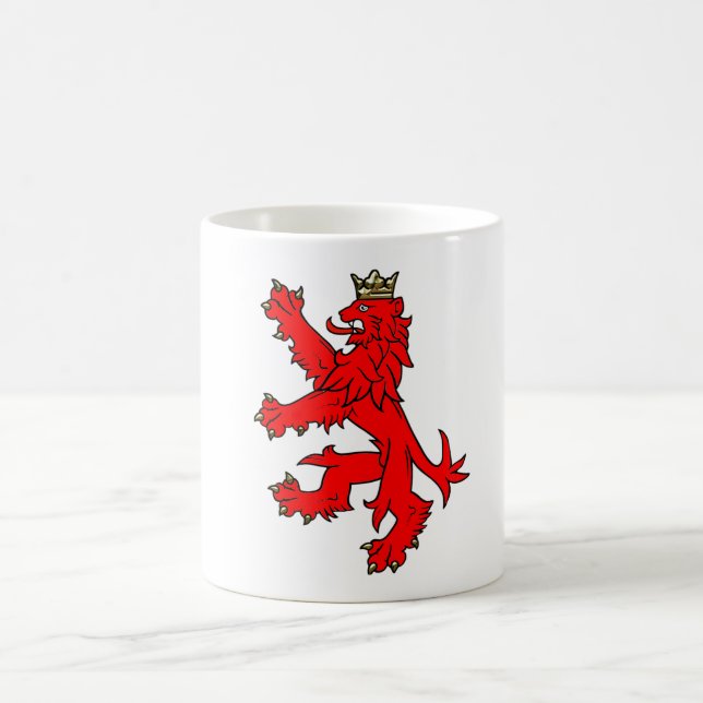 De Café Caneca Leão Vermelho Rampante com Coroa Dourada (Centro)