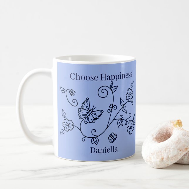 De Café Caneca Lembrete Borboleta Azul (Com Donut)