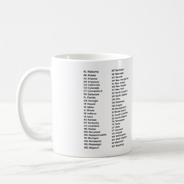 De Café Caneca Lista dos 50 Estados (Esquerda)