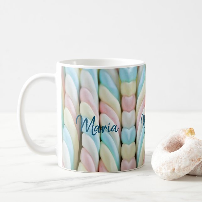 De Café Caneca Listras Pastel (Com Donut)