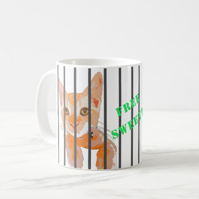 De Café Caneca livre do gato do gatinho da cadeia do (Frente Esquerda)