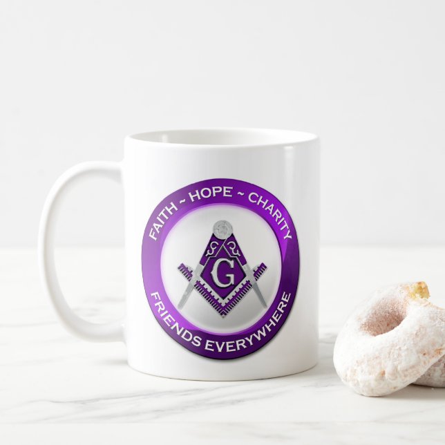 De Café Caneca Maçônica Roxa (Com Donut)