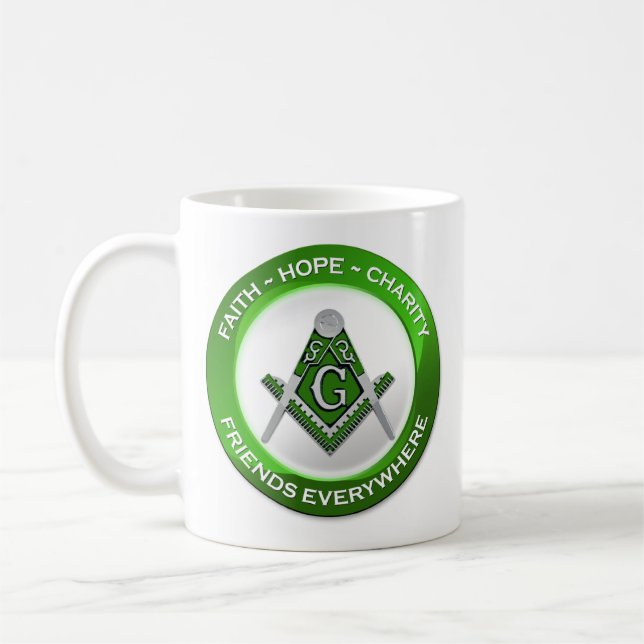 De Café Caneca Maçônica Verde (Esquerda)