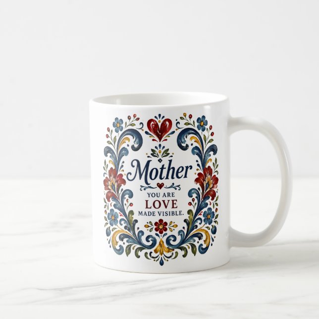 De Café Caneca Mãe Rosemaling Norueguesa – Floral Elegante (Direita)