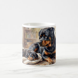 De Café Caneca Mãe Rottweiler e Filhote – Presente para Am