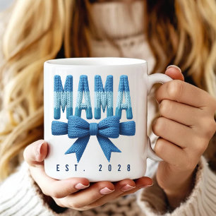 De Café Caneca MAMA Azul Tricotada - Presente do Dia das M