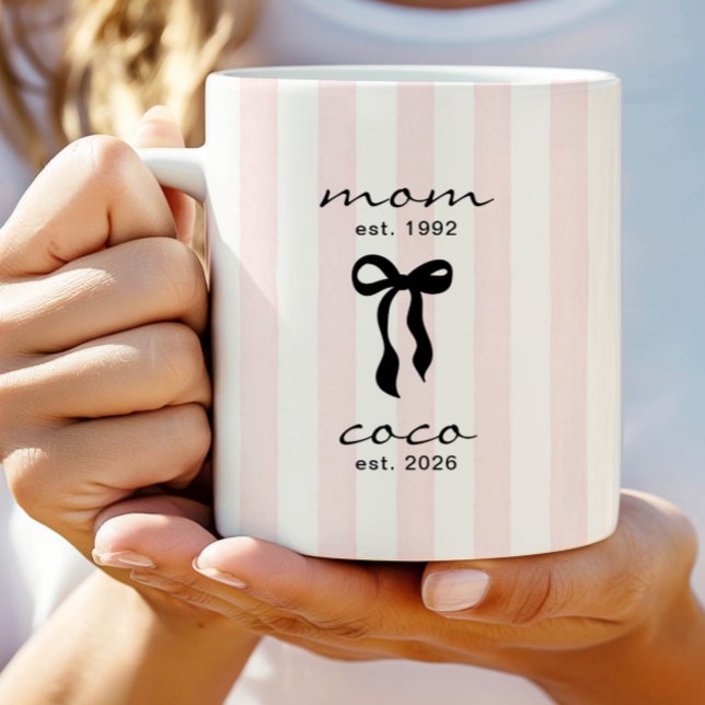 De Café Caneca Mamãe para Coco Laço Rosa Listras (Criador carregado)