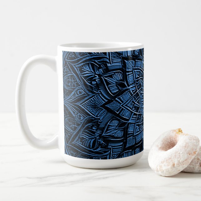 De Café Caneca Mandala Azul (Com Donut)