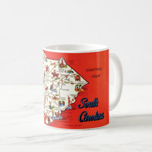 De Café Caneca Mapa Antigo Colorido da Carolina do Sul