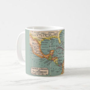 De Café Caneca Mapa Colorido da América Central e Caribe