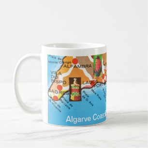 De Café Caneca Mapa Colorido da Costa do Algarve Lagos, Po