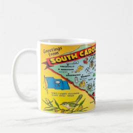De Café Caneca Mapa Colorido Vintage da Carolina do Sul