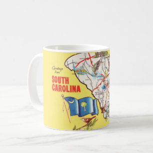 De Café Caneca Mapa Colorido Vintage da Carolina do Sul