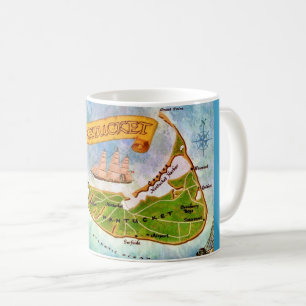 De Café Caneca Mapa da Ilha Nantucket MA Postcard