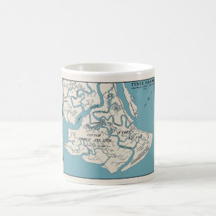 De Café Caneca Mapa da Ilha Tybee Geórgia 1906