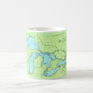De Café Caneca Mapa dos Grandes Lagos Azul e Verde