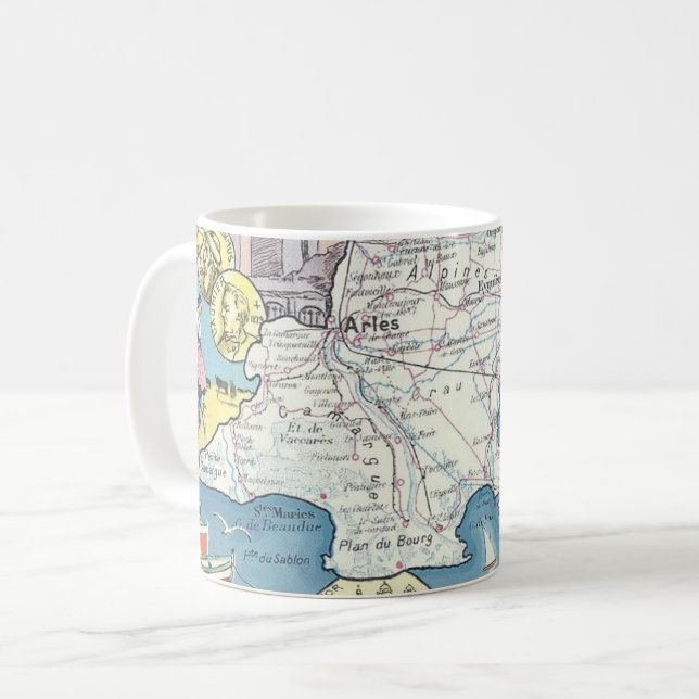 De Café Caneca Mapa Vintage da Provença França (Frente Esquerda)