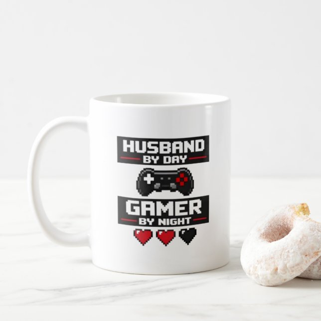 De Café Caneca Marido Gamer Engraçado Pixel Art Design Ret (Com Donut)
