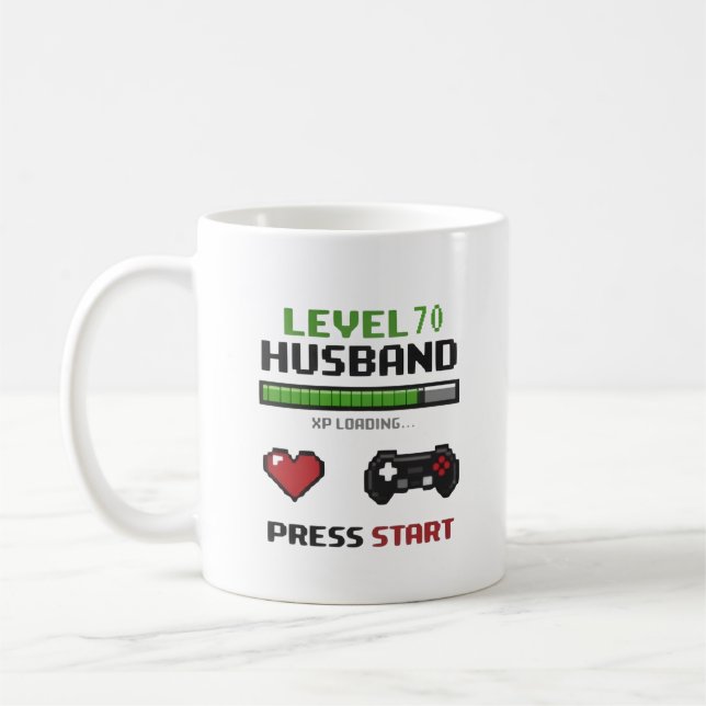 De Café Caneca Marido Gamer Engraçado Pixel Art Design Ret (Esquerda)