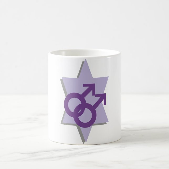 De Café Caneca masculina alegre judaica da estrela roxa (Centro)