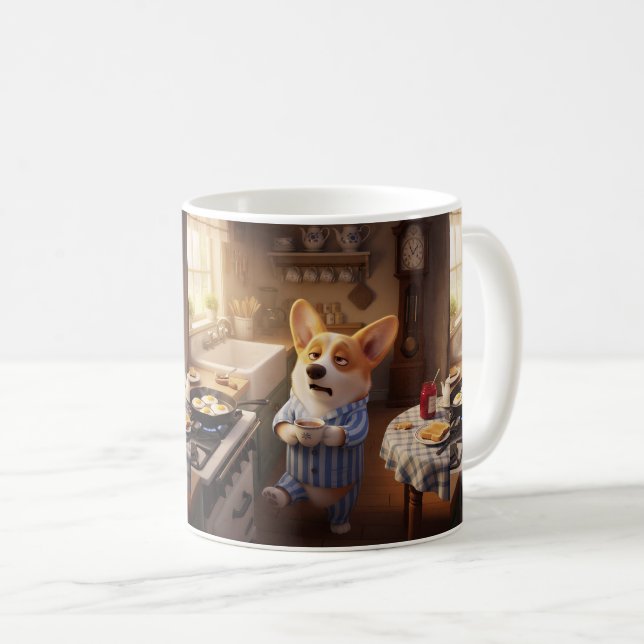 De Café Caneca Matinal Corgi (Frente Esquerda)