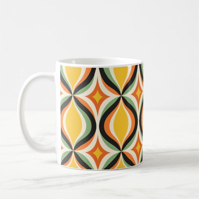 De Café Caneca Matinal Ondas Douradas Retrô (Esquerda)