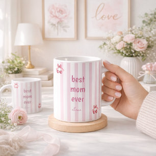De Café Caneca Melhor Mãe do Mundo Listras Rosa Caneca Cer