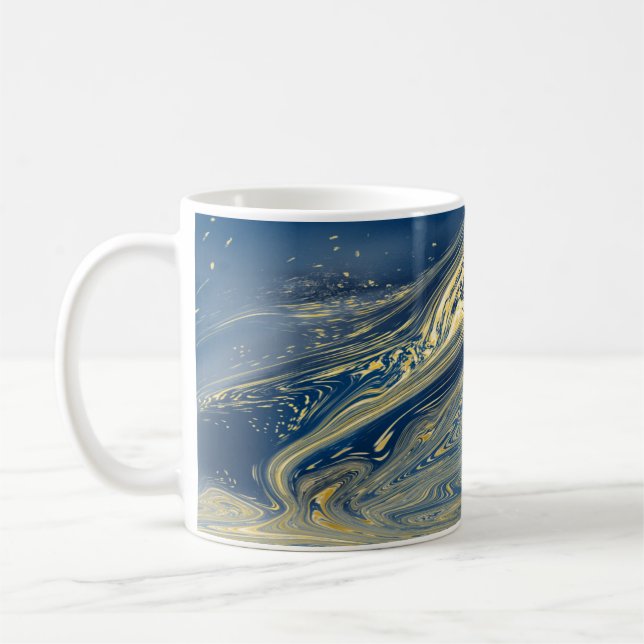 De Café Caneca metálica azul e dourada (Esquerda)