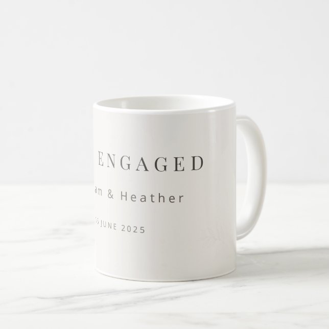 De Café Caneca Minimal Just Engaged | Branco Quente (Frente Esquerda)