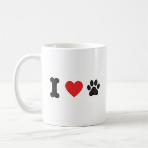 De Café Caneca Minimalista Coração Osso Pata Eu Amo Meu Ca