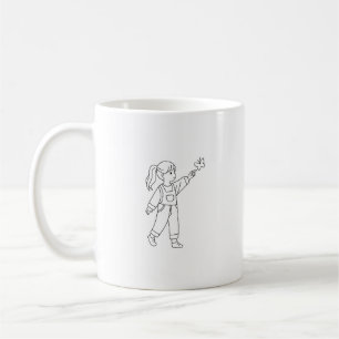 De Café Caneca Minimalista Garota Arte Linha Borboleta E