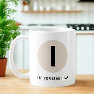 De Café Caneca Moderna Inicial – Design “I é para [Nome]”
