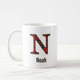 De Café Caneca Monograma N Xadrez Vermelho Stewart