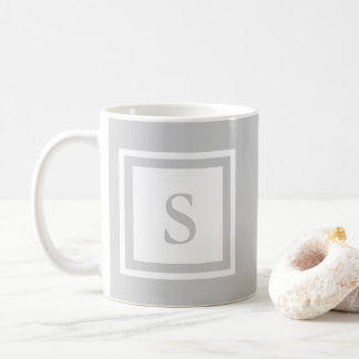 De Café Caneca Monogrammed - cinza & branco