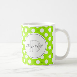 De Café Caneca Monogrammed das bolinhas verdes