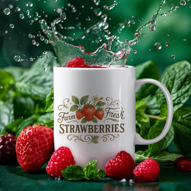 De Café Caneca Morangos Fazenda Fresco (Criador carregado)
