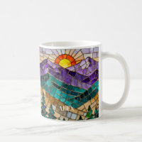 Caneca Nascer do Sol Montanha Vidro Colorido - Nat