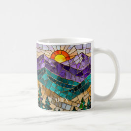 De Café Caneca Nascer do Sol Montanha Vidro Colorido - Nat