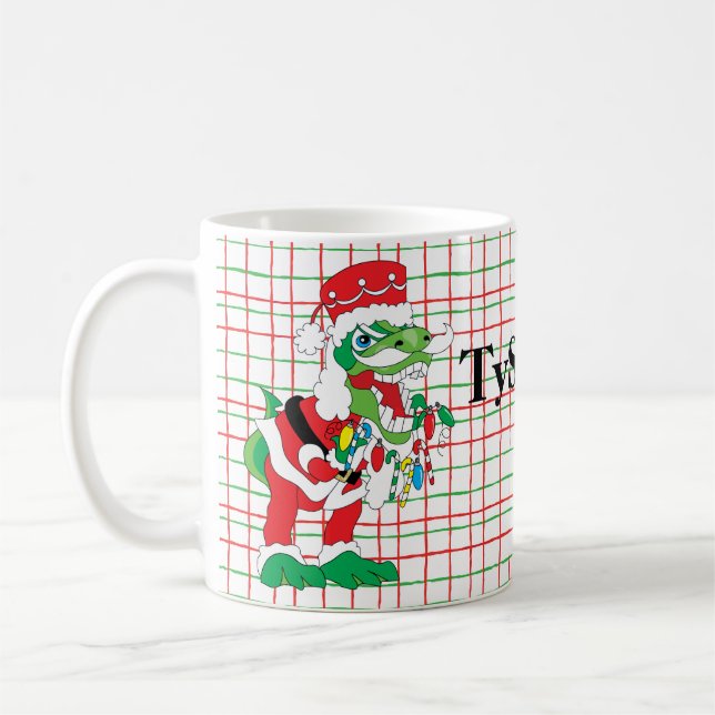 De Café Caneca Natal 11 oz. TySANTAsaurus Rex (Esquerda)