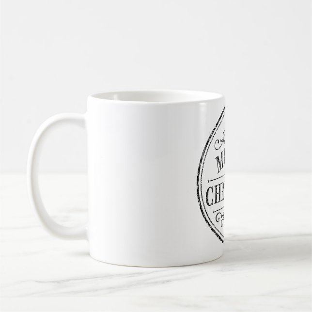 De Café caneca natalina vintage preto e branco (Esquerda)