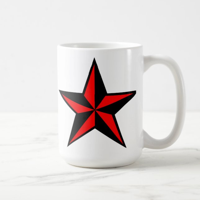 De Café Caneca náutica vermelha & preta da estrela (Direita)